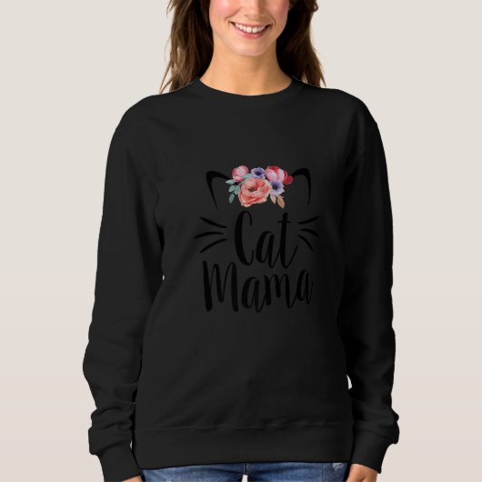 Cat Mama Cute Floral Feline Trui (Voorkant)