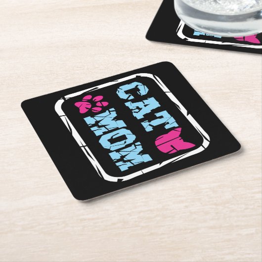 Cat mama kartonnen onderzetters (Schuin)