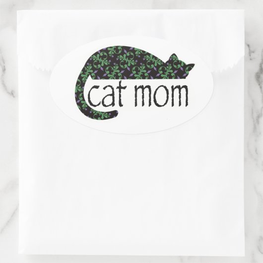 Cat mama ovale sticker (Tas)