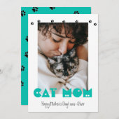 Cat mama | Pawprinters | Aangepaste Moederdag Feestdagenkaart (Voorkant / Achterkant)