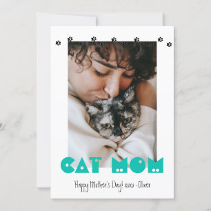 Cat mama   Pawprinters   Aangepaste Moederdag Feestdagenkaart