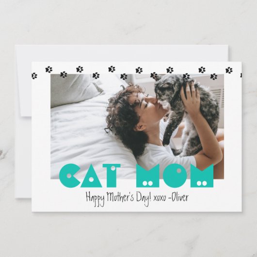 Cat mama | Pawprinters | Aangepaste Moederdag Feestdagenkaart (Voorkant)
