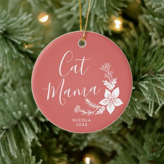 Cat Mama Personalized Fur Baby Cute Pet Owner Gift Keramisch Ornament (Boom)