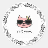 Cat mama ronde sticker (Voorkant)