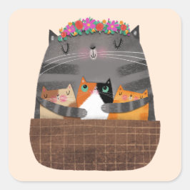 Cat mama vierkante sticker