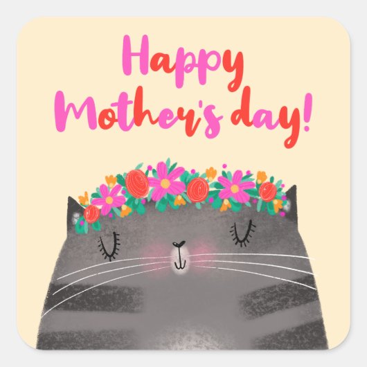 Cat mama vierkante sticker (Voorkant)