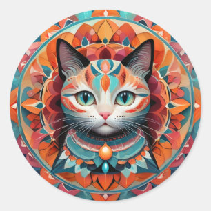 Cat Mandala Ronde Sticker