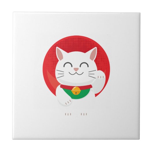 Cat Maneki Neko Japan Lucky Cat Funny Gift Idea Tegeltje (Voorkant)