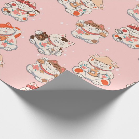 Cat Maneki Neko Pattern Cadeaupapier (Hoek)