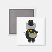 Cat Marching Band Snare Drum Zwart Goud Magneet (Voorkant / Achterkant)