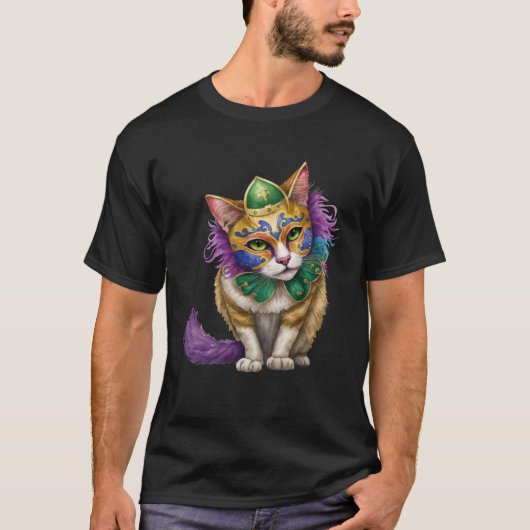 Cat Mardi Gras Happy Mardi Gras Carnival Cat  Kitt T-shirt (Voorkant)