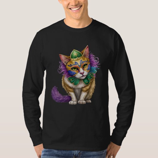 Cat Mardi Gras Happy Mardi Gras Carnival Cat  Kitt T-shirt (Voorkant)