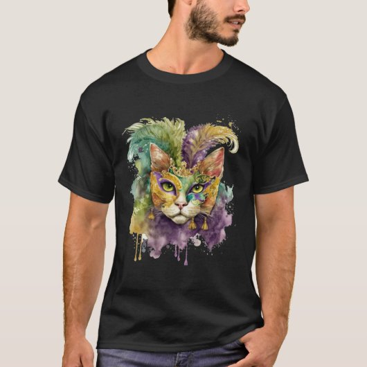 Cat Mardi Gras Happy Mardi Gras Carnival Cat  Kitt T-shirt (Voorkant)