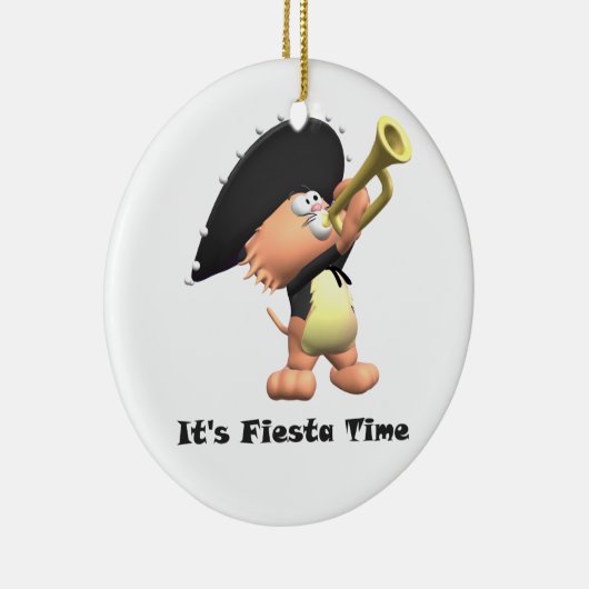 Cat Mariachi Black Fiesta Time Keramisch Ornament (Rechts)