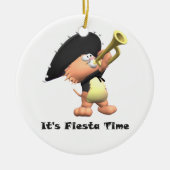 Cat Mariachi Black Fiesta Time Keramisch Ornament (Voorkant)