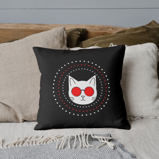 Cat Mascotte Zonnebril Grappig Cool Schattige Rood Kussen (Creator heeft geüpload)