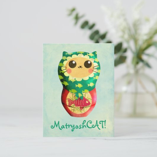 Cat Matryoshka Doll Briefkaart (Staand voorkant)