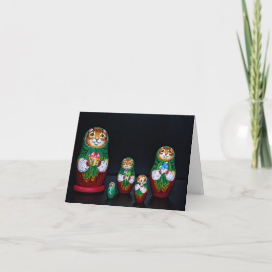 Cat Matryoshka kerstKaart Kaart (Voorkant)