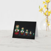 Cat Matryoshka kerstKaart Kaart (Gele Bloem)