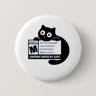 Cat Mature inhoud Ronde Button 5,7 Cm