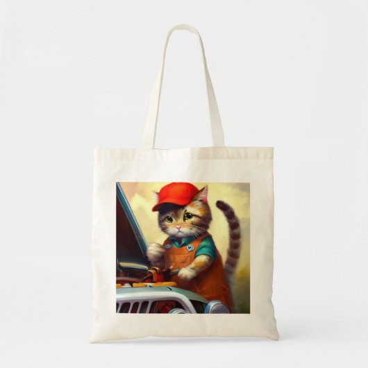 Cat Mechanic Tote Bag (Voorkant)