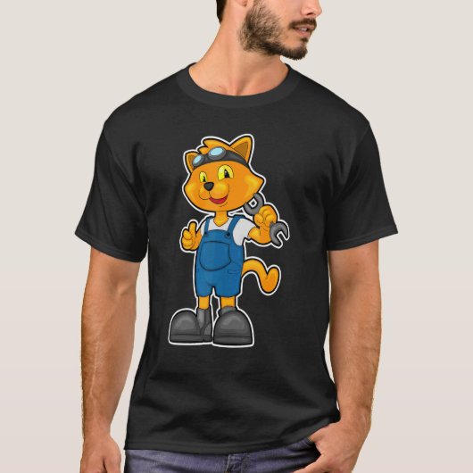 Cat Mechanic WFrench T-shirt (Voorkant)