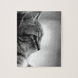 Cat Meditating Black en White Legpuzzel