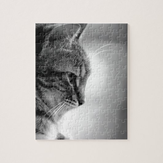 Cat Meditating Black en White Legpuzzel (Verticaal)