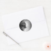 Cat Meditating Black en White Ronde Sticker (Envelop)