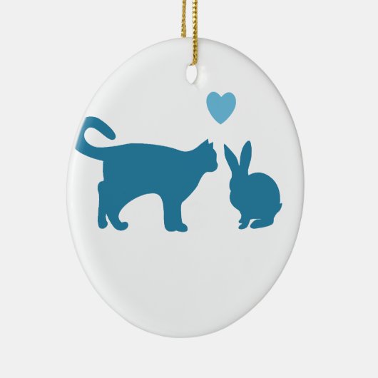 Cat Meets Bunny Keramisch Ornament (Rechts)