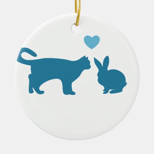 Cat Meets Bunny Keramisch Ornament (Voorkant)