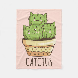 Cat Meets Cactus Fleece Deken