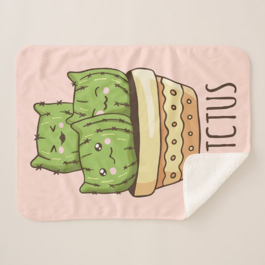 Cat Meets Cactus Sherpa Deken (Voorkant (horizontaal))