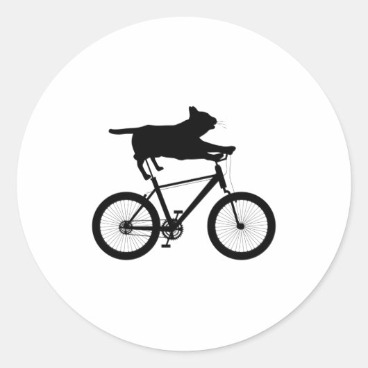 Cat meh Riding Bicycle Funny Ronde Sticker (Voorkant)