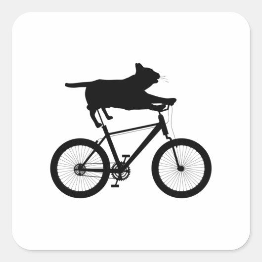 Cat meh Riding Bicycle Funny Vierkante Sticker (Voorkant)