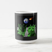 Cat Meme Alien Green Cat Selfie UFO Funny Mug Koffiemok (Center)