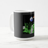 Cat Meme Alien Green Cat Selfie UFO Funny Mug Koffiemok (Voorkant links)