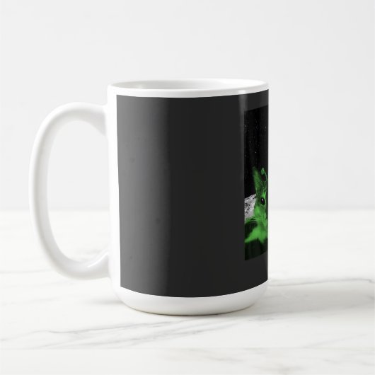 Cat Meme Alien Green Cat Selfie UFO Funny Mug Koffiemok (Links)
