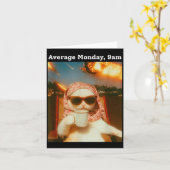 Cat Meme Average Monday 9am Funny Sarcastic Back T Kaart (Gele Bloem)