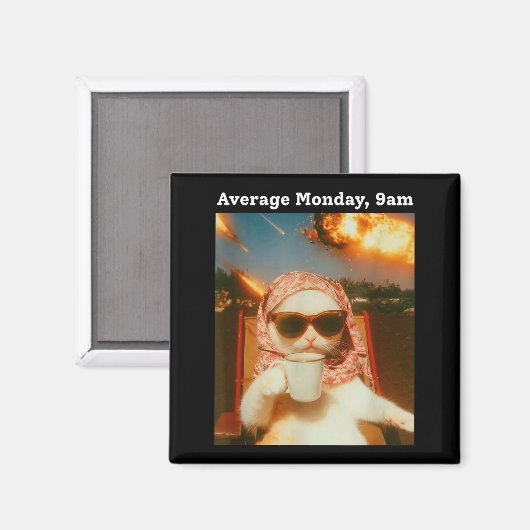 Cat Meme Average Monday 9am Funny Sarcastic Back T Magneet (Voorkant / Achterkant)
