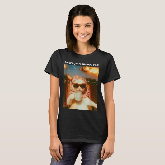 Cat Meme Average Monday 9am Funny Sarcastic Back T T-shirt (Voorkant volledig)