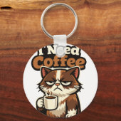 CAT MEME “I NEED COFFE” SLEUTELHANGER (Achterkant)