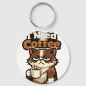 CAT MEME “I NEED COFFE” SLEUTELHANGER (Achterkant)
