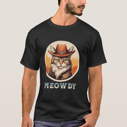 Cat Meme Meowdy Grappige Mashup Tussen Meow Howdy  T-shirt (Voorkant)