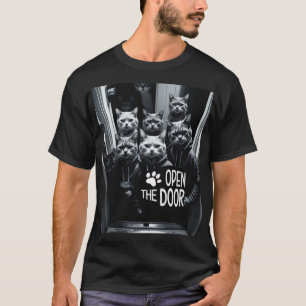 Cat meme opent de deur t-shirt