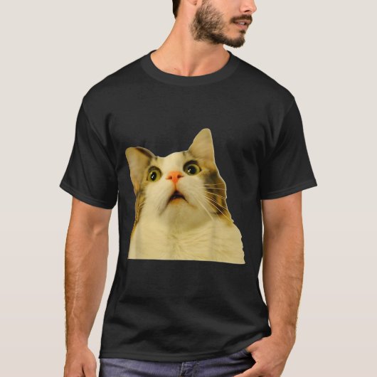Cat Meme Shock Cat Face Funny Meme Cat Silly Gift  T-shirt (Voorkant)