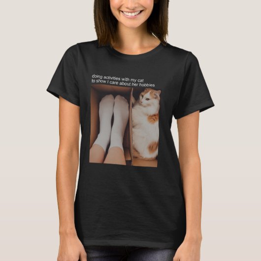 Cat Meme Tshirt Gekke Cat Funny Kat Meow Hiss Ki (Voorkant)