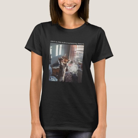 Cat Meme Tshirt Gekke Cat Funny Kat Meow Hiss Ki (Voorkant)