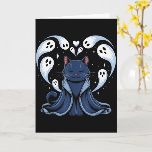 Cat Meme Wizard Soky Fantasy Kitty  Kaart (Gele Bloem)