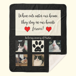 Cat Memorial 5 Photo with Poem Fleece Blanket Sherpa Deken
